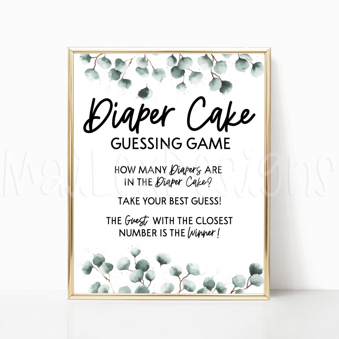 Diaper Cake Guessing Game Sign 8x10 Baby Shower Game Sign Etsy
