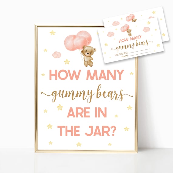 How Many Gummy Bears Guessing Game for Baby Shower Sign and - Etsy