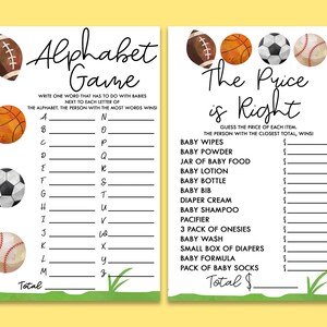 Sports Themed Baby Shower Game Pack Printable Baby Shower - Etsy Canada
