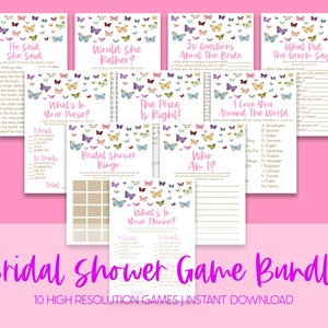 Butterfly Themed Bridal Shower Game Pack, Printable Bridal Shower Games, Games for Wedding Shower, Bridal Shower Games Package