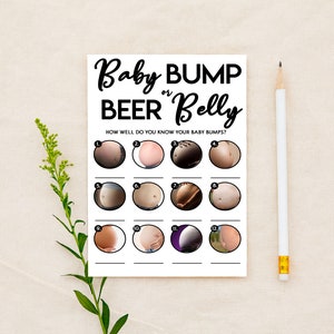 Baby Bump or Beer Belly Baby Shower Game, Fun Baby Shower Game