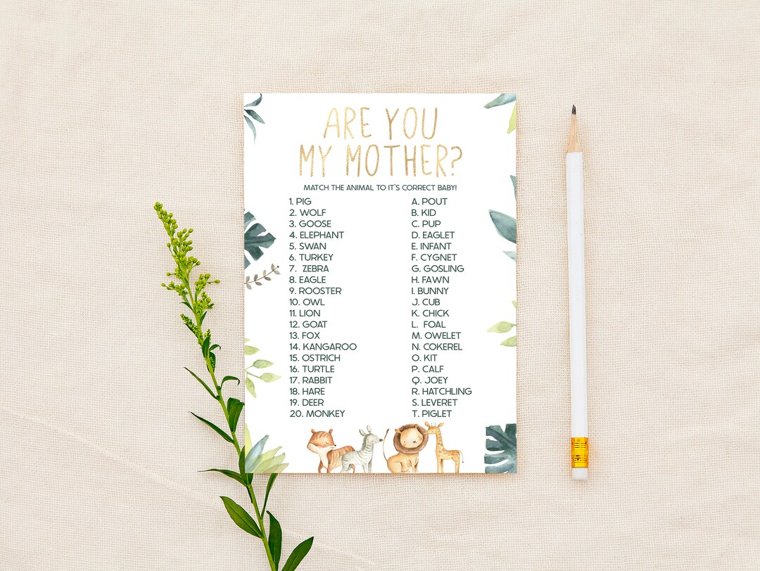 This Are You My Mother Baby Shower Game Printable Is A Classic Party