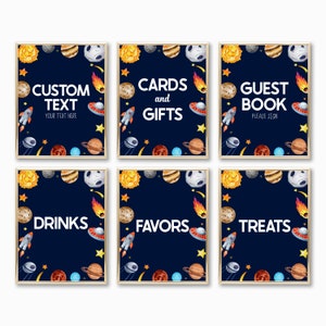 Outer Space Galaxy themafeest tekenset | 8 x 10 verjaardagsfeestje baby shower tekenen | Twee The Moon Houston We hebben een jongen