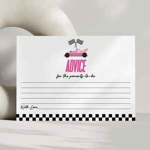 Conseils pour les futurs parents Cartes de vœux | Cartes roses de conseils sur le départ des voitures de course A7