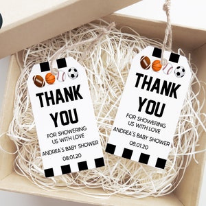 Printable Baby Shower Party Favor Tag Sports Themed Thank You Favor Tag For Baby Shower image 1