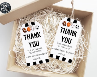 Printable Baby Shower Party Favor Tag | Sports Themed Thank You Favor Tag For Baby Shower