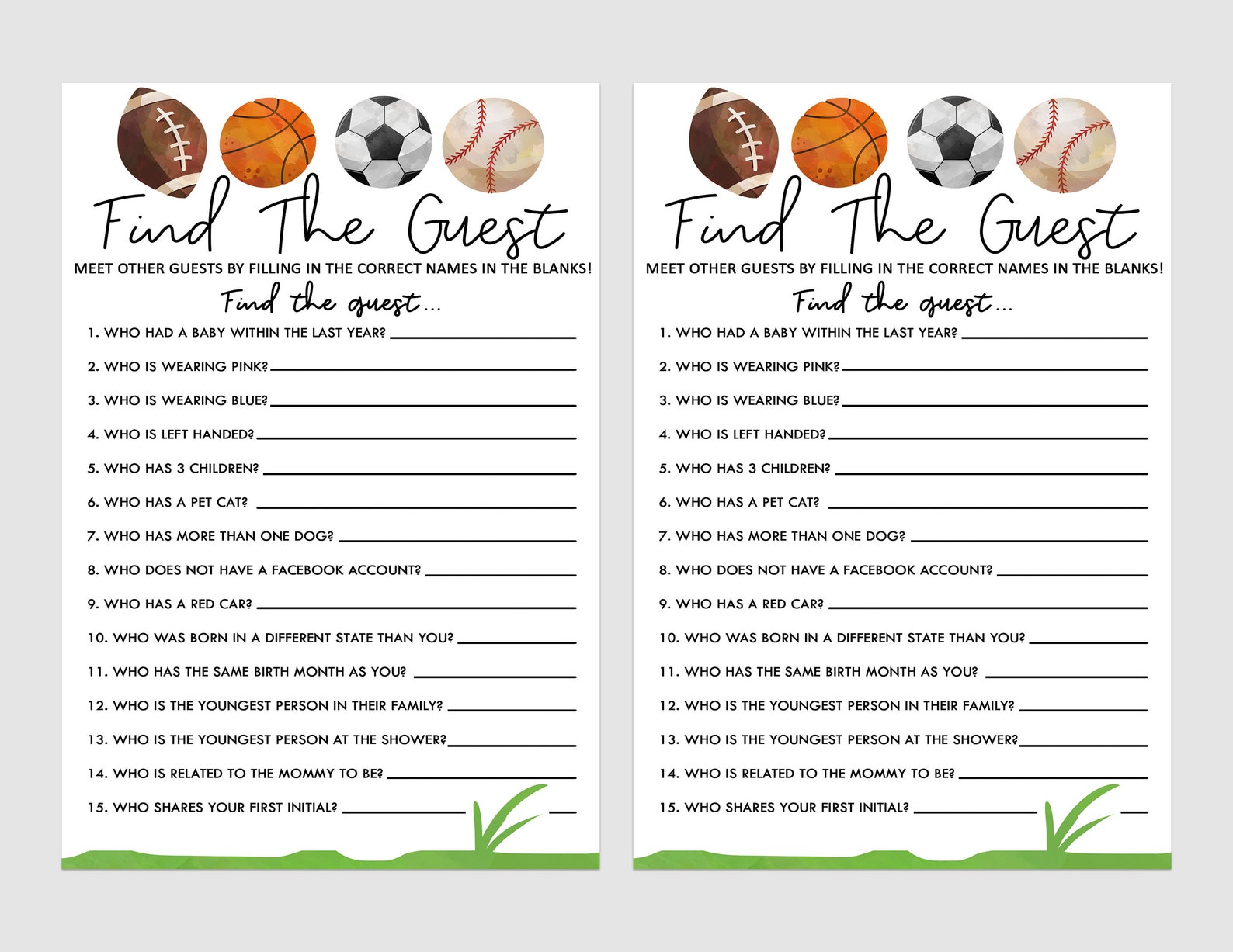 Sports Themed Baby Shower Game Pack Printable Baby Shower Etsy Canada