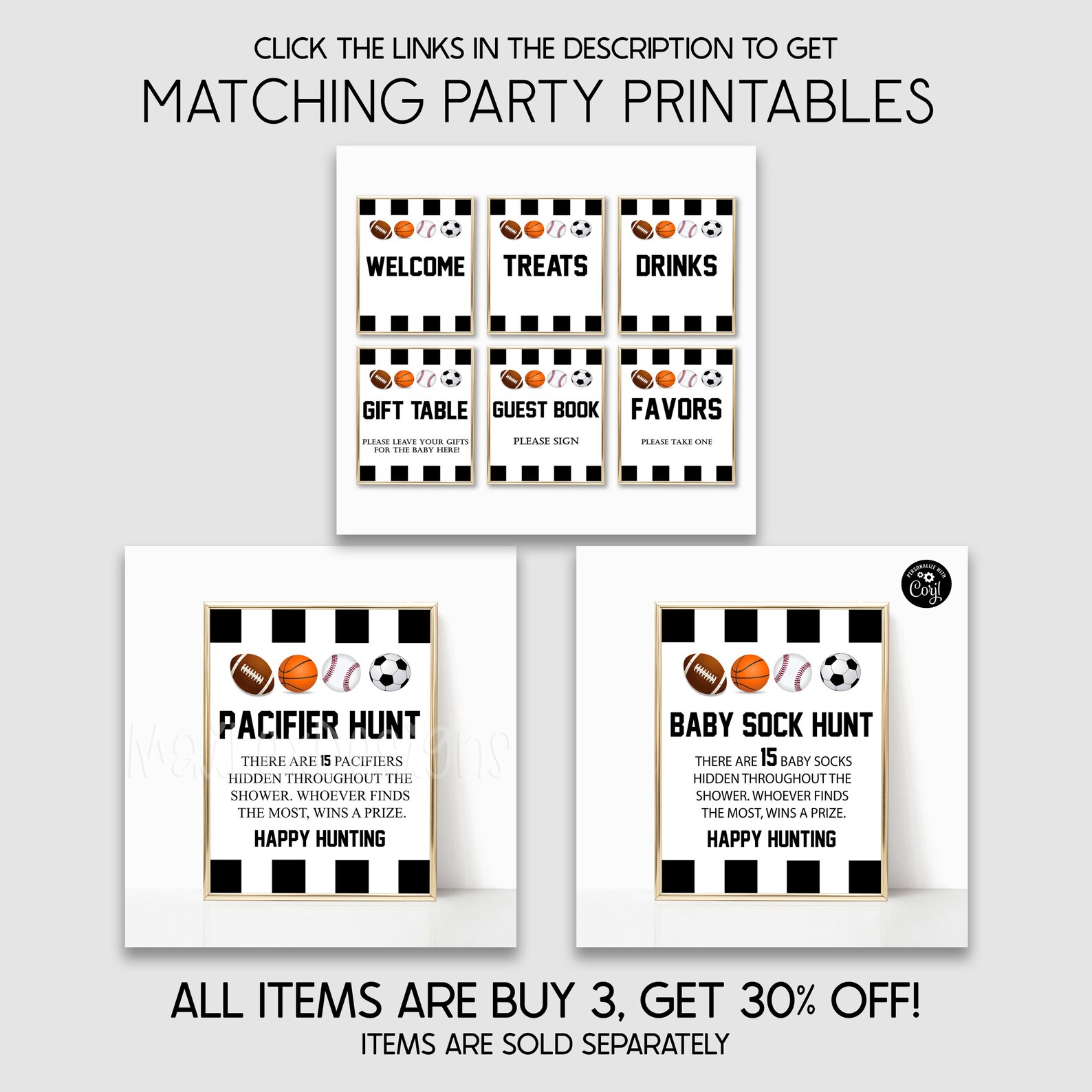 Sports Themed Baby Shower Game Pack Printable Baby Shower - Etsy