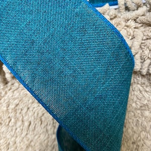 Turquoise Canvas Ribbon, Wire Edge Ribbon, 2.5&quot; Ribbon 10Yards,