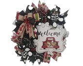 Fall Welcome Truck Wreath, Black and White Wreath, Fall Wreath for Front Door, Fall Decor, Buffalo Plaid Wreath, Thanksgiving Wreath