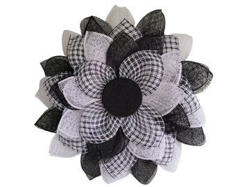 Black and White Sunflower Flower Petal Wreath for Front Door, Black and White Flower Modern Farmhouse, Everyday Wreath, Farmhouse Decor