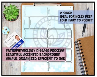 Disease Process Pathophysiology Template, Nurse Study Guide, Nurse Note Sheet, Printable Template, Nursing Student, NCLEX Study Guide