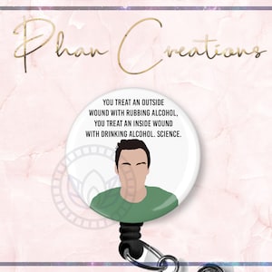 Treat Inside Wound With Drinking Alcohol Badge Reel, Nick Miller, Funny Badge Reel, Retractable Badge Clip, Badge Holder, Lanyard