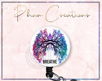 Breathe Lung Badge Reel, Respiratory Therapist Gift, Lanyard, Badge Holder, Respiratory Tech, Xray Tech, Radiology