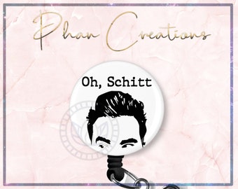 Oh Schitt Badge Reel, David Rose, Funny Badge Reel, Zwijany klips do odznaki, Uchwyt na odznakę, Zwijany smycz