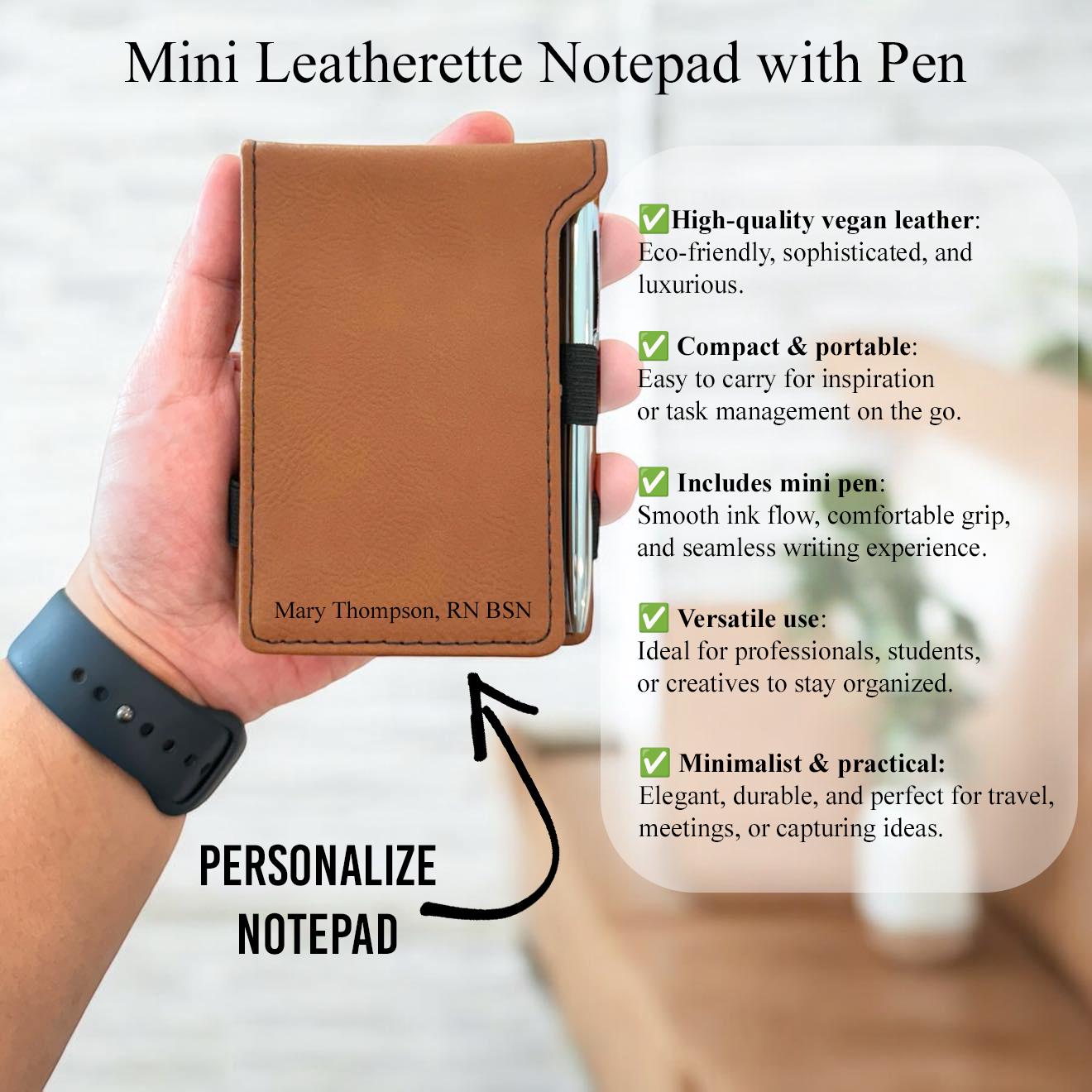 Personalized Mini Notepad With Pen, Leatherette Notepad for Medical ...