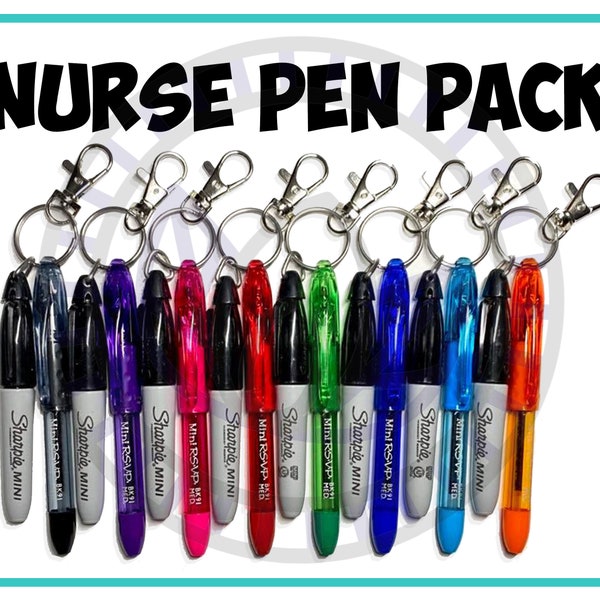 Lumière de stylo d’infirmière, marqueur permanent, bobine de badge d’identification, mini stylo porte-clés, mini marqueur, lumière LED, pack de stylo d’infirmière