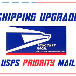 May include: A blue and white USPS Priority Mail shipping label with the text "PRIORITY MAIL" and "UNITED STATES POSTAL SERVICE".