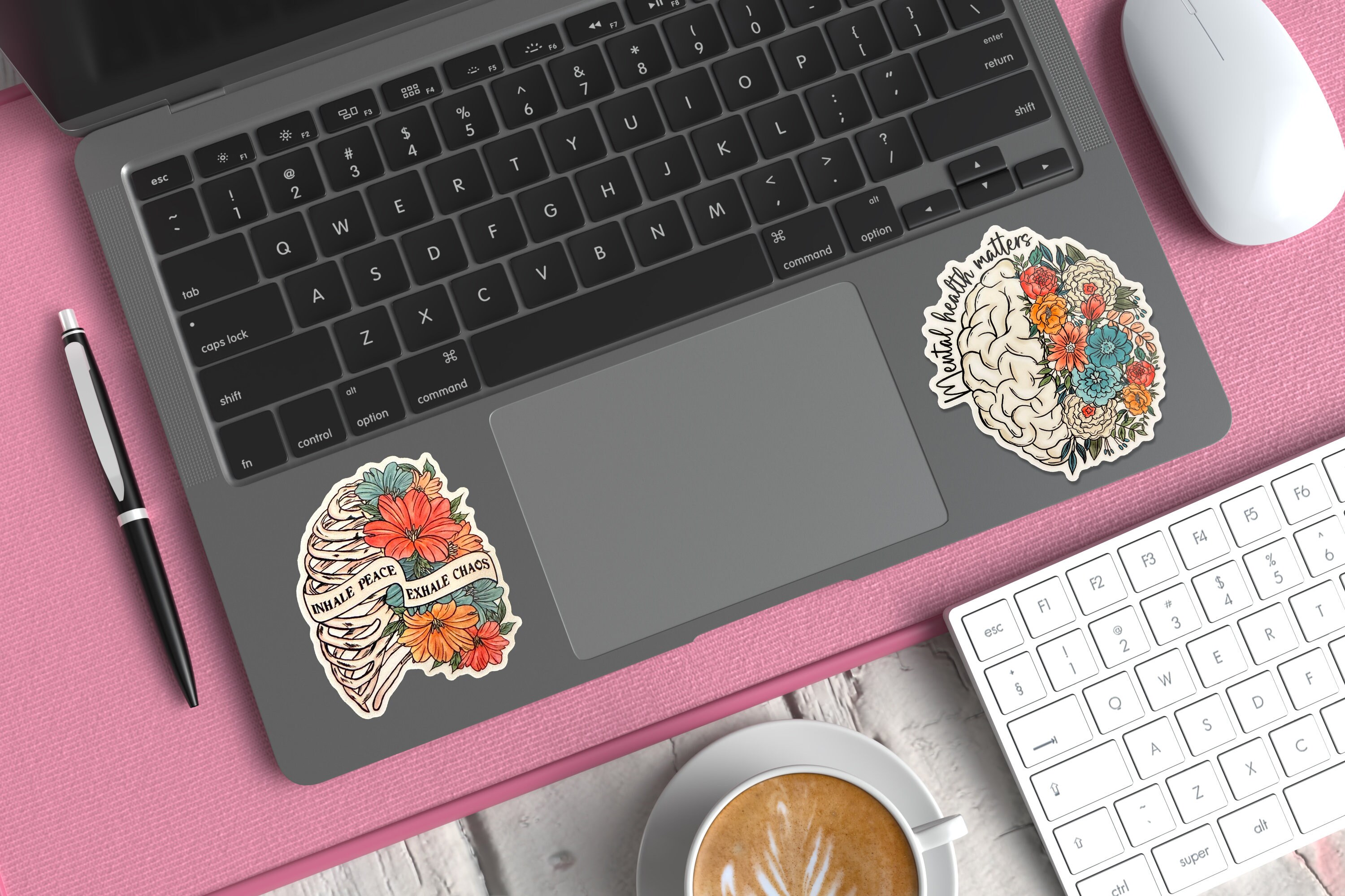 Mental Health Matter Sticker | Floral Brain Sticker, Mental Health ...