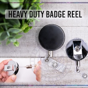 Zwaar uitgevoerde badgehaspel | Intrekbare badgehouder | Zwart Chroom Riemclip | Professionele badge, beveiliging, politie, medisch, EMT