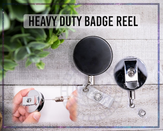 Heavy Duty Badge Reel Retractable Badge Holder Black Chrome Belt Clip  Professional Badge, Security, Police, Medical, EMT 