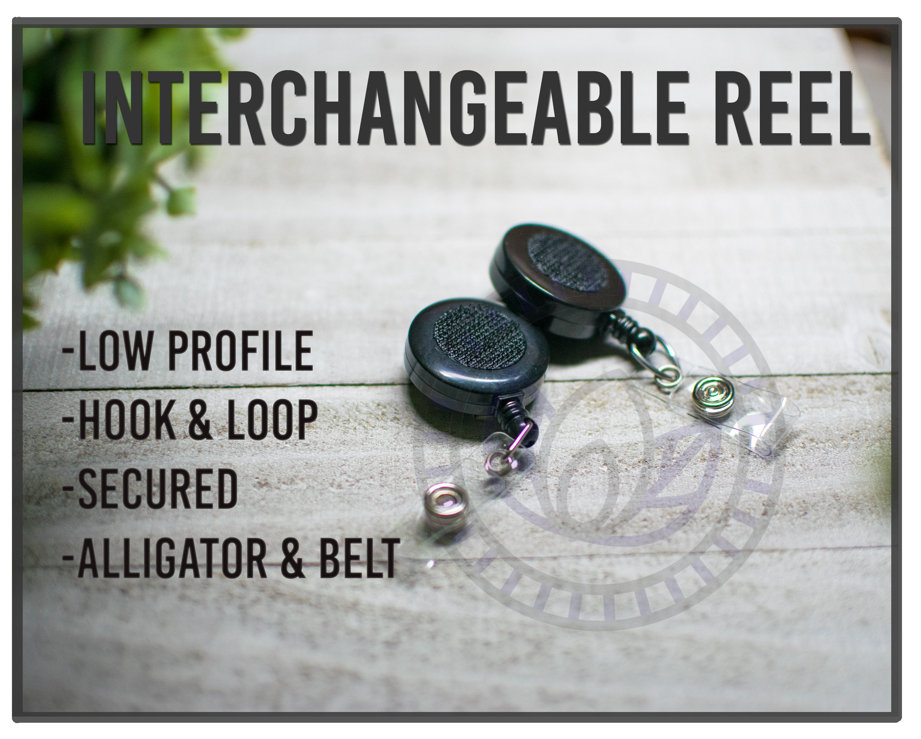 Interchangeable Badge Reel Hook and Loop ID Badge Reel Retractable Badge  Holder Black Alligator Swivel DIY Badge Reel 