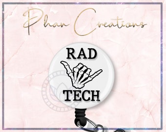 Rad Tech Shaka Badge Reel, XRay Badge, Skeleton Funny Badge Reel, Radiology Badge Holder, Rad Tech, CNA, LVN