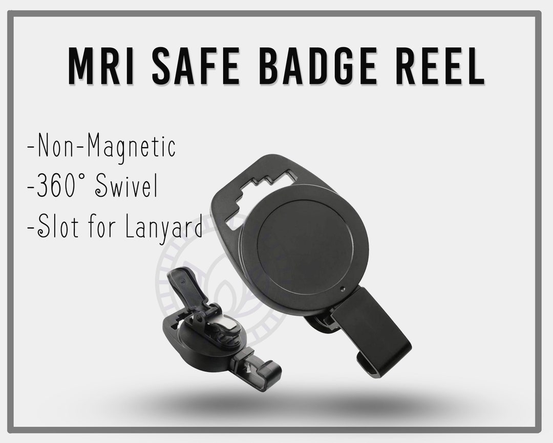 MRI Safe Badge Reel Black Swivel ID Badge Reel Retractable Badge Holder