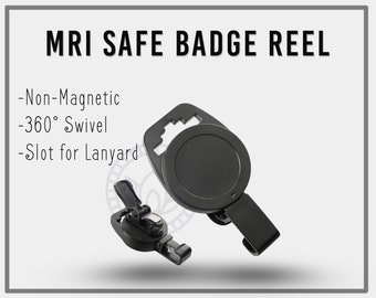 MRI Safe Badge Reel | Black Swivel ID Badge Reel | Retractable Badge Holder | DIY Badge Reel | No Twist