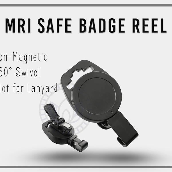 MRI Safe Badge Reel | Black Swivel ID Badge Reel | Retractable Badge Holder | DIY Badge Reel | No Twist