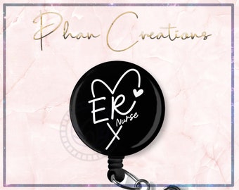 Emergency Room Nurse Badge Reel, ER Nurse ID Badge Holder, Emergency Department Badge Reel, Emergency Nurse Badge Holder