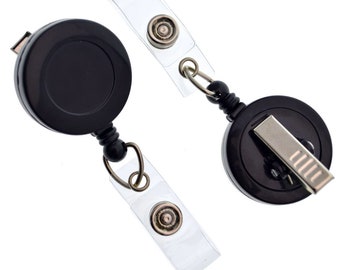 Blank Alligator Clip ID Badge Holder | Retractable Badge Holder | Black Alligator Swivel | DIY Badge Reel