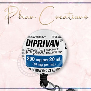 Diprivan Badge Reel, Funny Badge Reel, Anesthesiologist Badge Clip, CRNA Gift, Propofol, Nurse Gift, Surgeon Badge
