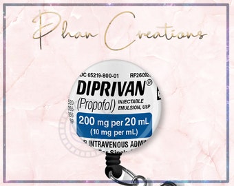 Diprivan Badge Reel, Funny Badge Reel, Anesthesiologist Badge Clip, CRNA Gift, Propofol, Nurse Gift, Surgeon Badge