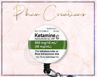Ketamine Badge Reel, Funny Badge Reel, Anesthesiologist Badge Clip, CRNA Gift, Propofol, Nurse Gift, Surgeon Badge