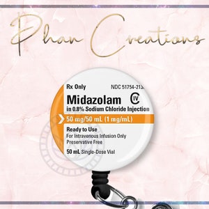 Versed Midazolam Badge Reel, Funny Badge Reel, Anesthesiologist Badge Clip, CRNA Gift, Anesthesia, Sedation, Silent Night, OR Nurse Badge