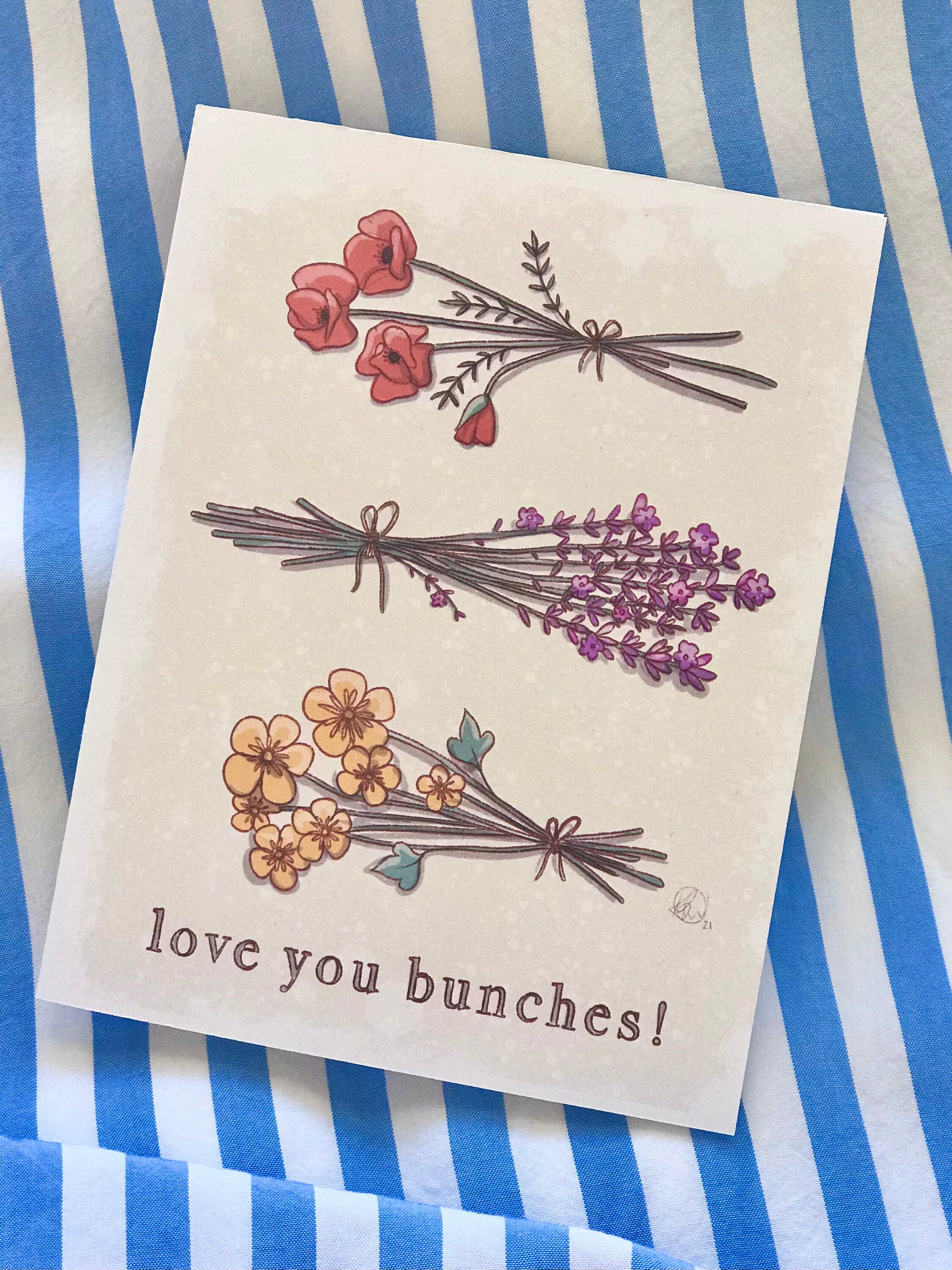 Love You Bunches Card Valentines Day Mothers Day Etsy