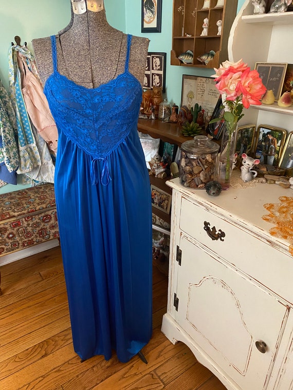 Vintage blue lace nightgown / Vintage Kayser blue… - image 2