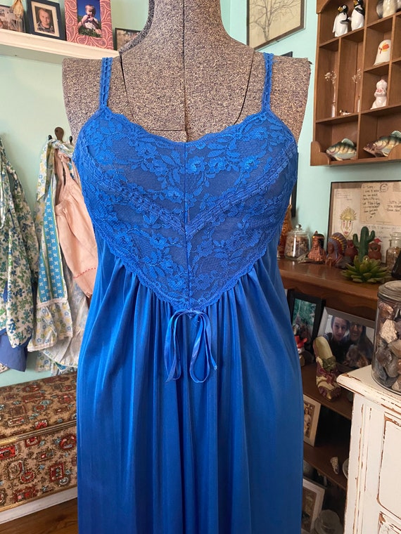 Vintage blue lace nightgown / Vintage Kayser blue… - image 3
