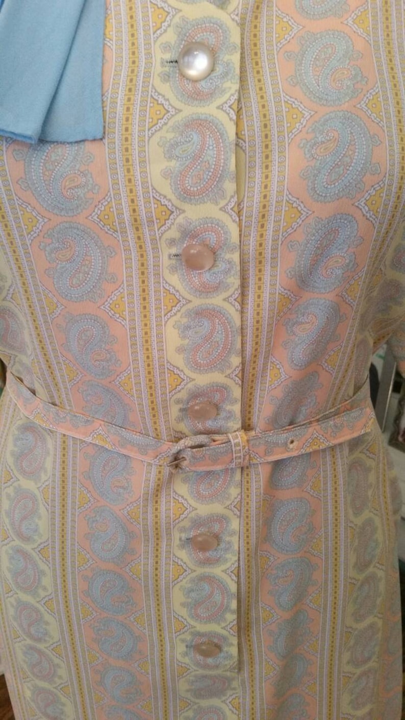 Vintage 60s Lady Laura by Toni Todd dress vintage dress size 22 12 60s mod Paisley shirt dress 60s dress with matching belt