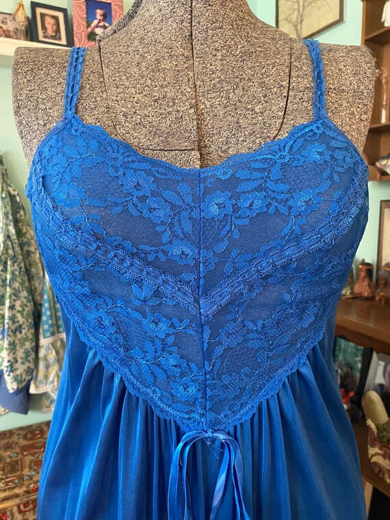 Vintage blue lace nightgown / Vintage Kayser blue… - image 4