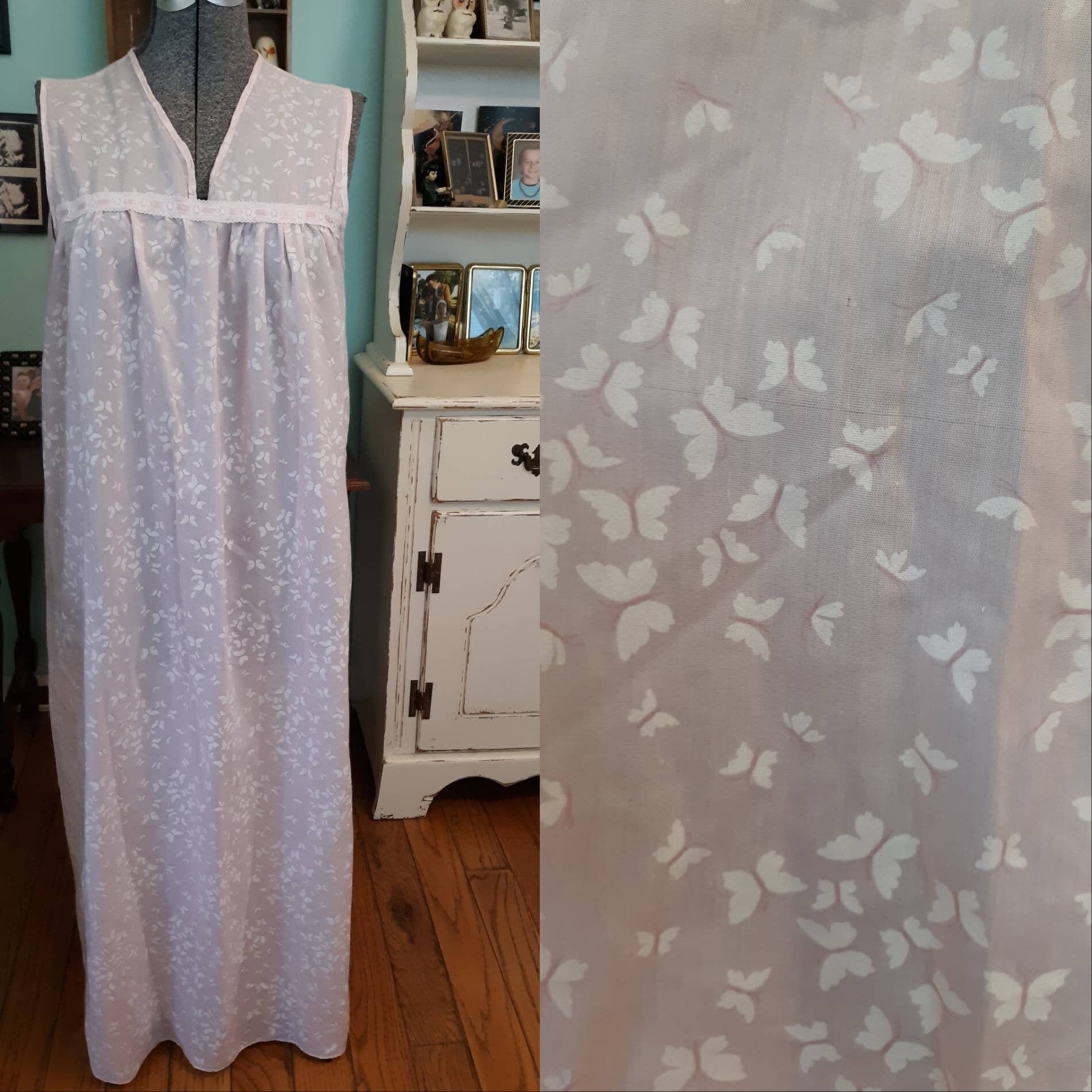 Vintage butterfly nightgown size medium / long pink vintage Etsy