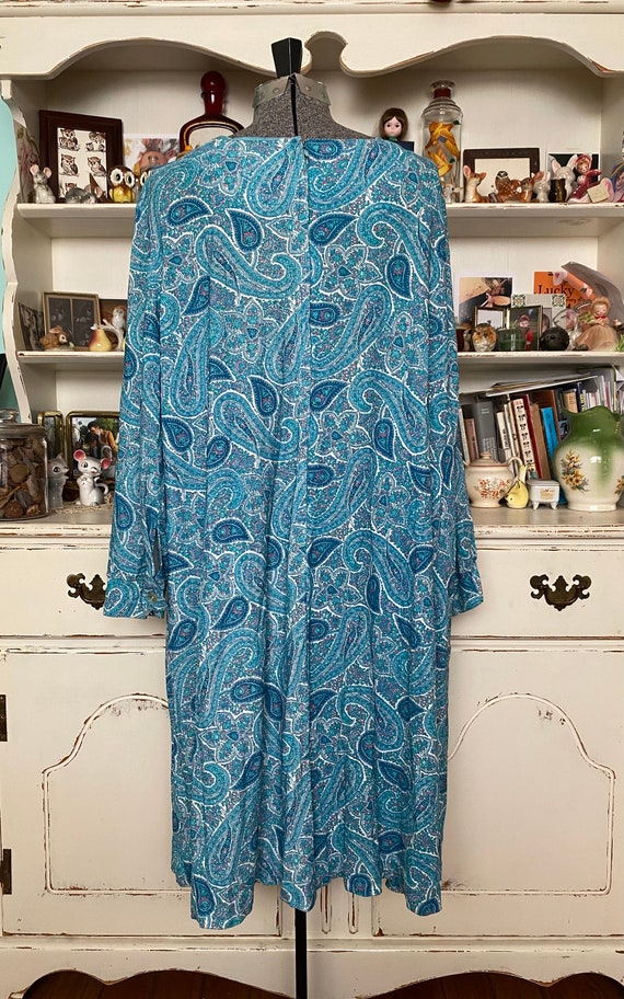 Vintage 60s mod blue paisley dress plus size 3X /… - image 4