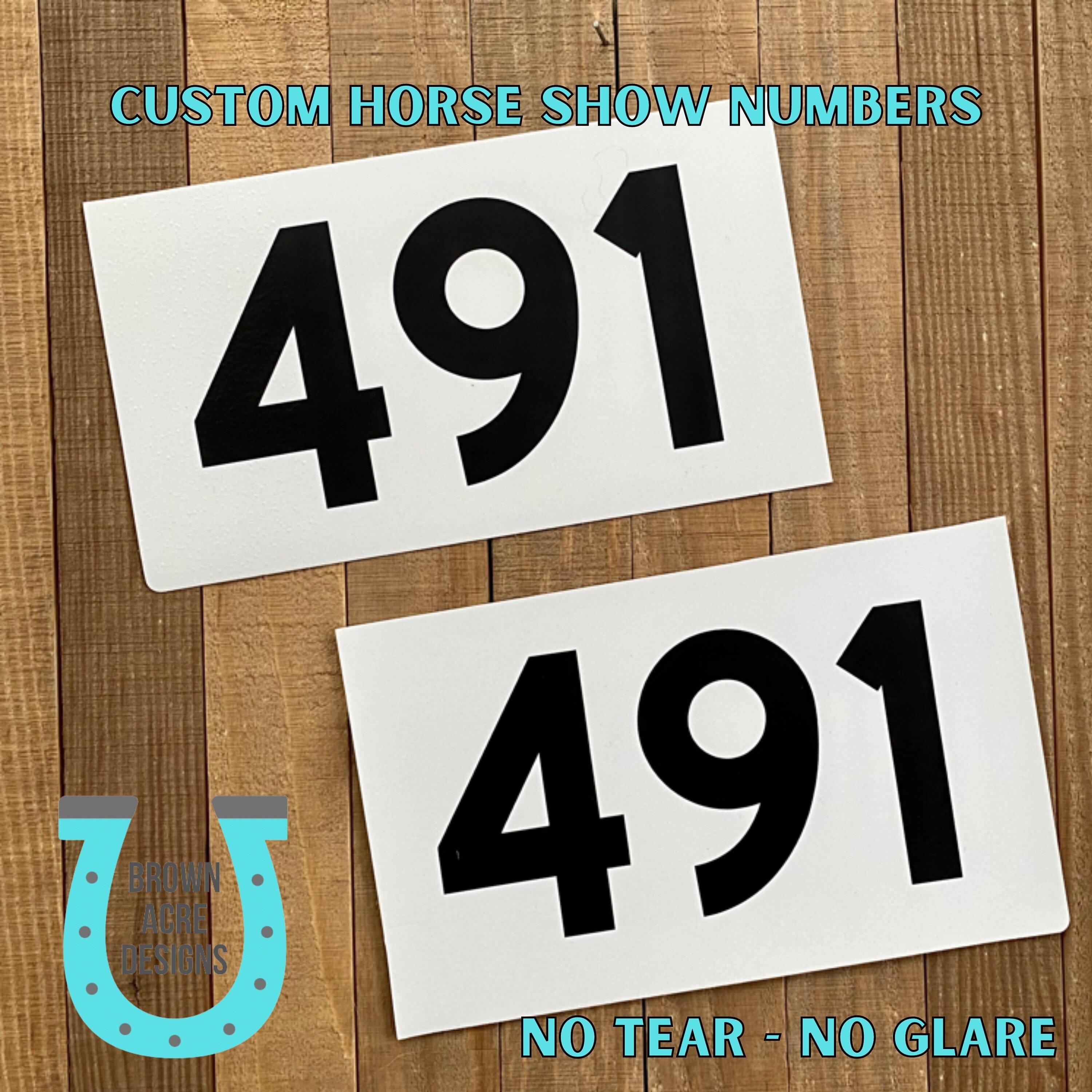 custom-horse-show-numbers-no-tear-and-no-glare-horse-etsy
