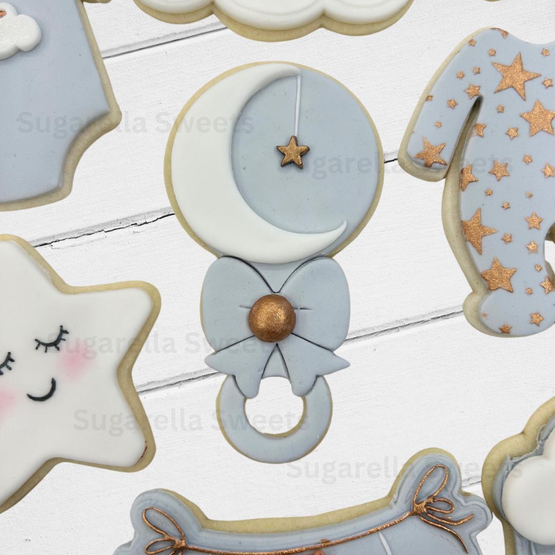 Moon Rattle Cookie Cutter and Stamp, Baby Shower Cookie Embosser - Etsy