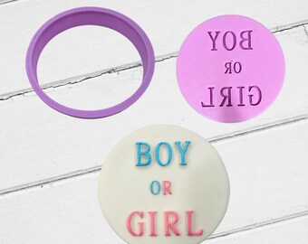 Boy or Girl Cookie Cutter and Stamp, Baby Shower Gender Reveal