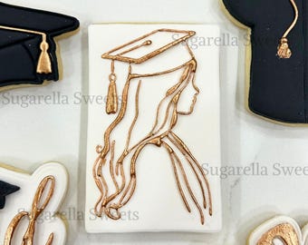 Graduation Girl Cookie Stamp Fondant Embosser for Grad Party Treats ...