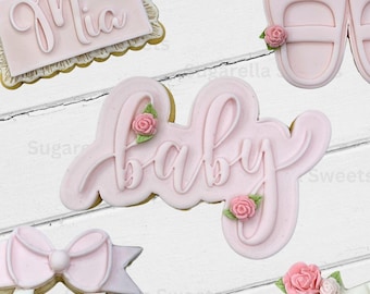 Baby Shower Cookie Cutter and Fondant Stamp, Baby Embosser