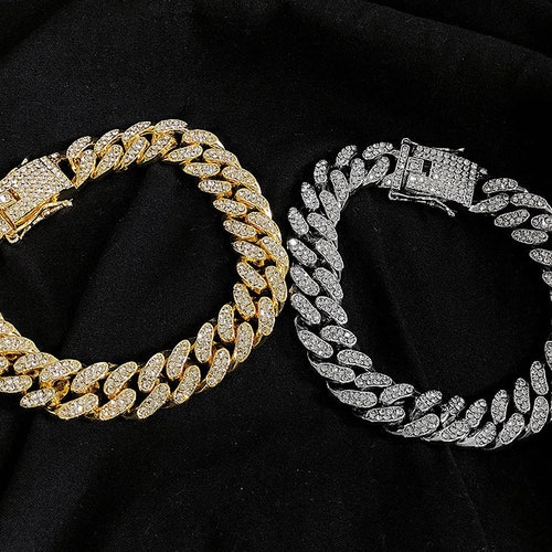 Bust Down Cuban Link Diamond Bracelet Iced Out CZ Crystals Etsy Australia