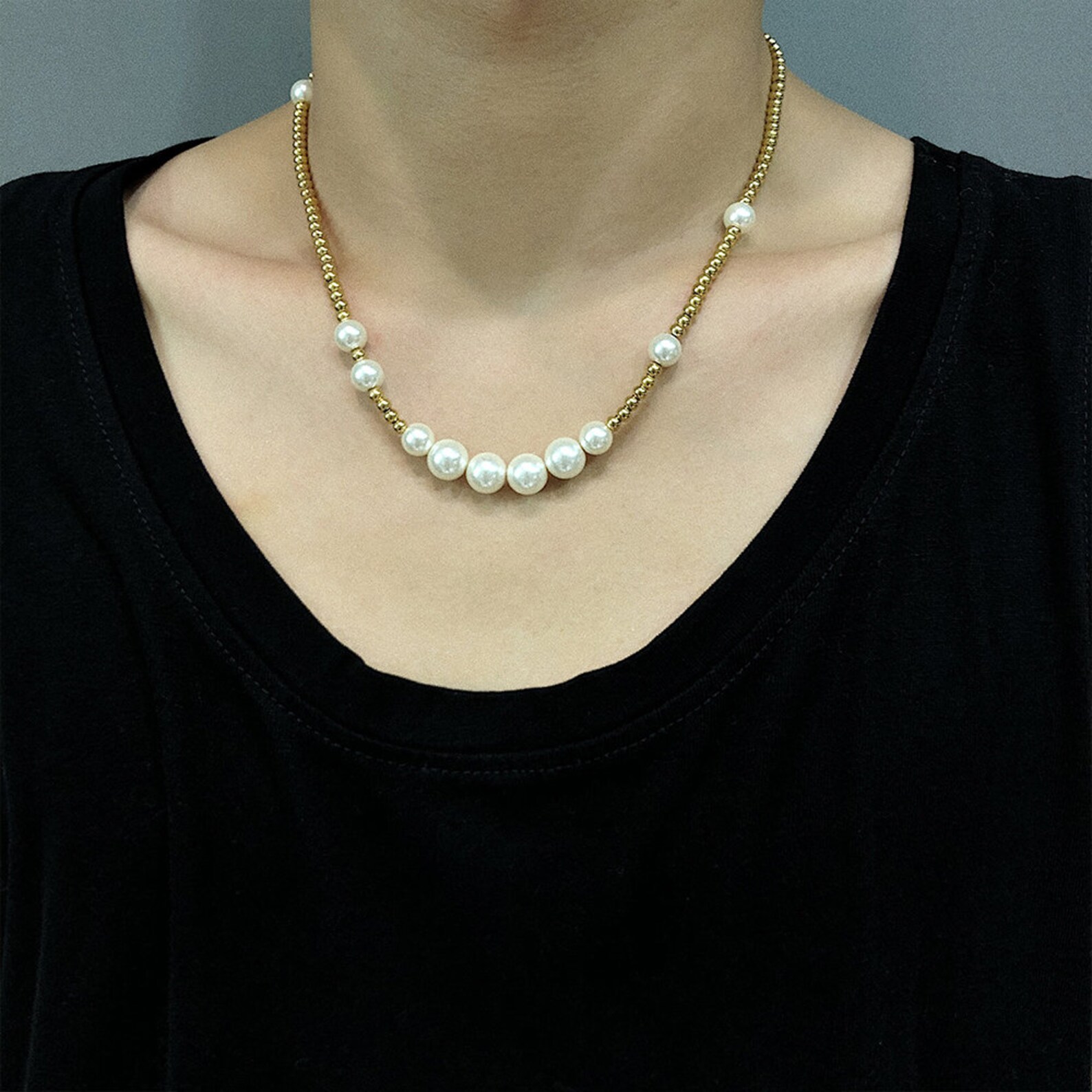 Beaded Pearl Chain Necklace High Fashion Streetwear Jewelry Etsy